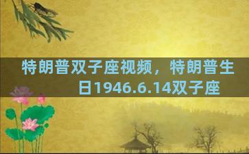 特朗普双子座视频，特朗普生日1946.6.14双子座