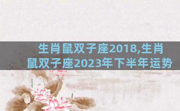 生肖鼠双子座2018,生肖鼠双子座2023年下半年运势
