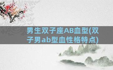 男生双子座AB血型(双子男ab型血性格特点)
