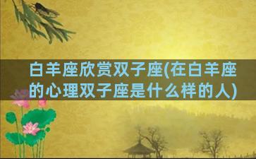 白羊座欣赏双子座(在白羊座的心理双子座是什么样的人)