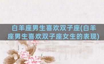 白羊座男生喜欢双子座(白羊座男生喜欢双子座女生的表现)