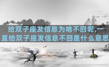 给双子座发信息为啥不回呢,一直给双子座发信息不回是什么意思