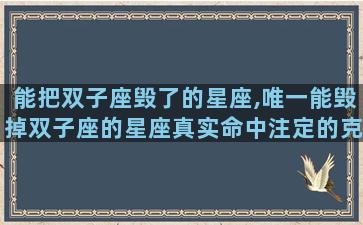 能把双子座毁了的星座,唯一能毁掉双子座的星座真实命中注定的克星