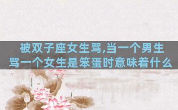 被双子座女生骂,当一个男生骂一个女生是笨蛋时意味着什么