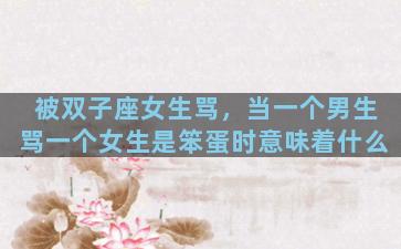 被双子座女生骂，当一个男生骂一个女生是笨蛋时意味着什么
