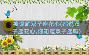 被误解双子座花心(都说双子座花心,你知道双子座吗)