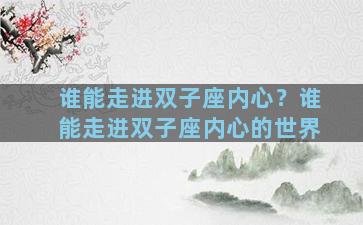 谁能走进双子座内心？谁能走进双子座内心的世界