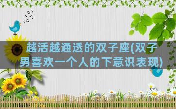 越活越通透的双子座(双子男喜欢一个人的下意识表现)