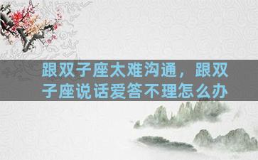 跟双子座太难沟通，跟双子座说话爱答不理怎么办