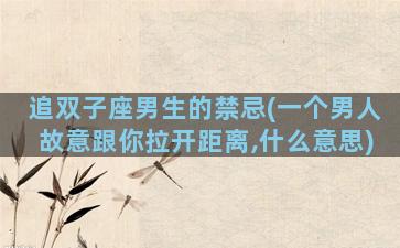 追双子座男生的禁忌(一个男人故意跟你拉开距离,什么意思)