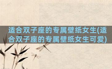 适合双子座的专属壁纸女生(适合双子座的专属壁纸女生可爱)