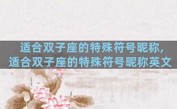 适合双子座的特殊符号昵称,适合双子座的特殊符号昵称英文
