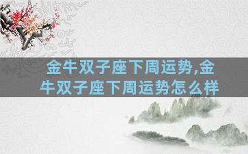 金牛双子座下周运势,金牛双子座下周运势怎么样