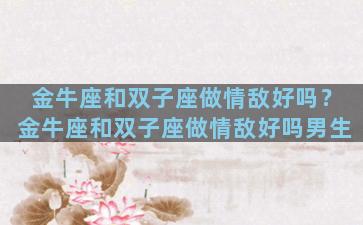 金牛座和双子座做情敌好吗？金牛座和双子座做情敌好吗男生