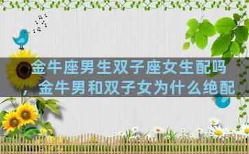 金牛座男生双子座女生配吗，金牛男和双子女为什么绝配