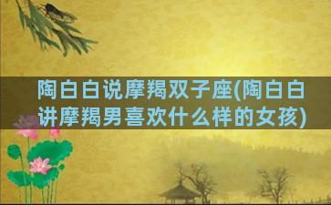 陶白白说摩羯双子座(陶白白讲摩羯男喜欢什么样的女孩)