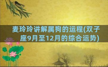 麦玲玲讲解属狗的运程(双子座9月至12月的综合运势)