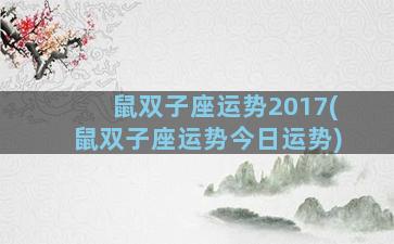 鼠双子座运势2017(鼠双子座运势今日运势)