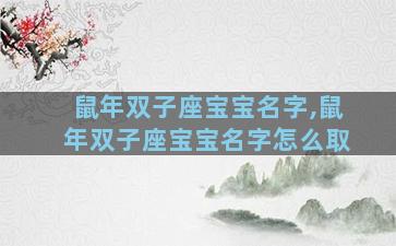 鼠年双子座宝宝名字,鼠年双子座宝宝名字怎么取